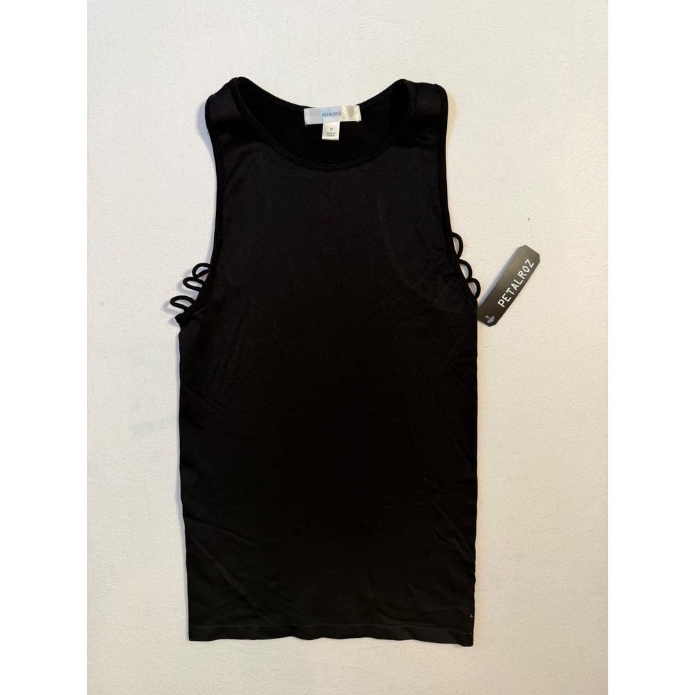 Petalroz Women‎ Black Side Strappy Lattice Racerback Tank Top Size M NWT